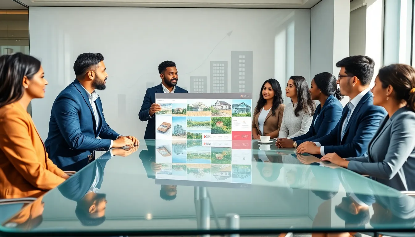 diverse real estate professionals discussing investment strategies.